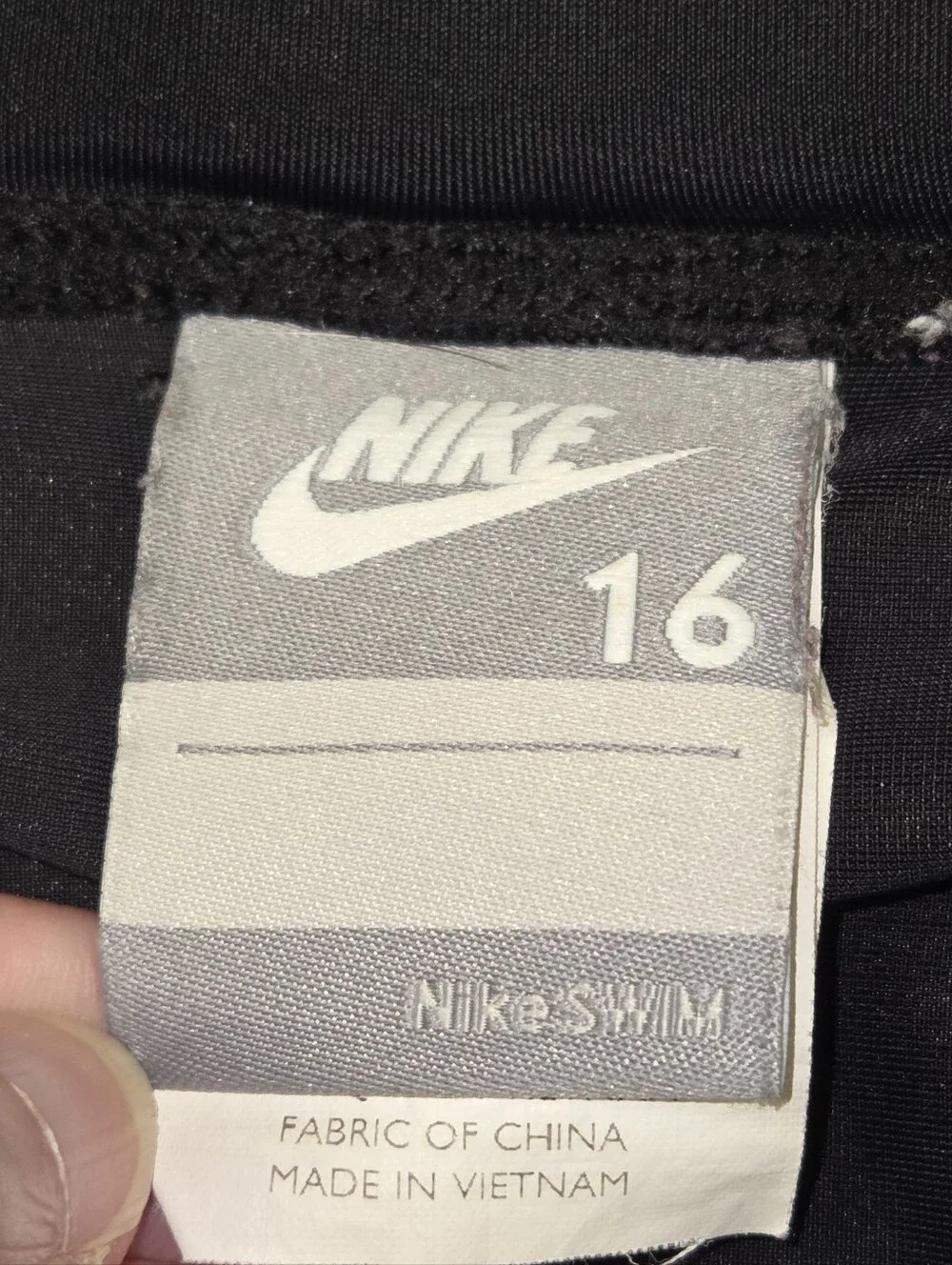 VTG Nike Swim Womens 16 Micro Mini Skirt Belt Center Swoosh Black Low Rise Y2K